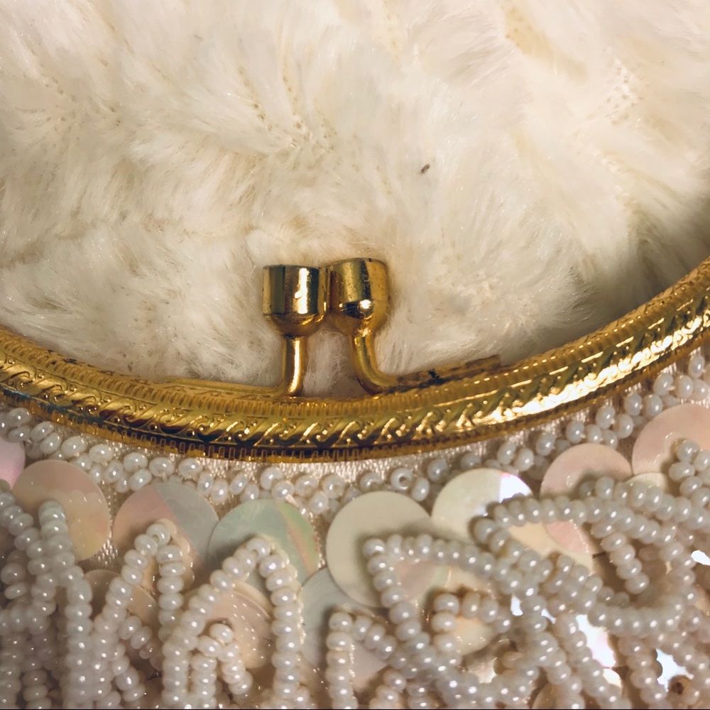 Vintage Sequin and Pearl Handbag with Gold Handle - Picture 7 of 11